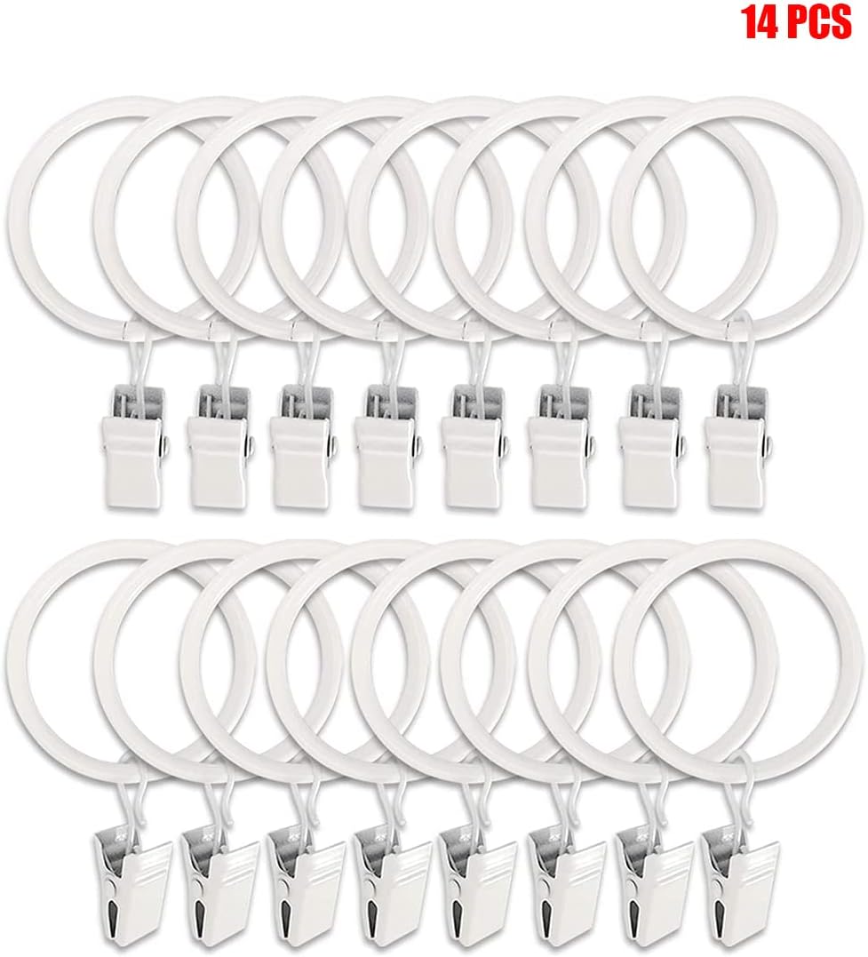 KAIY Set of 14 White Iron Clip Rings for Curtains 1