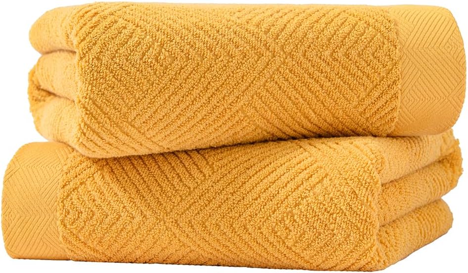 Sense Gnosis Yellow Striped Bath Towels Set of 2