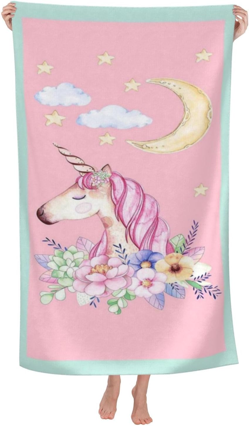 Cute Unicorn Beach Towel for Kids and Adults