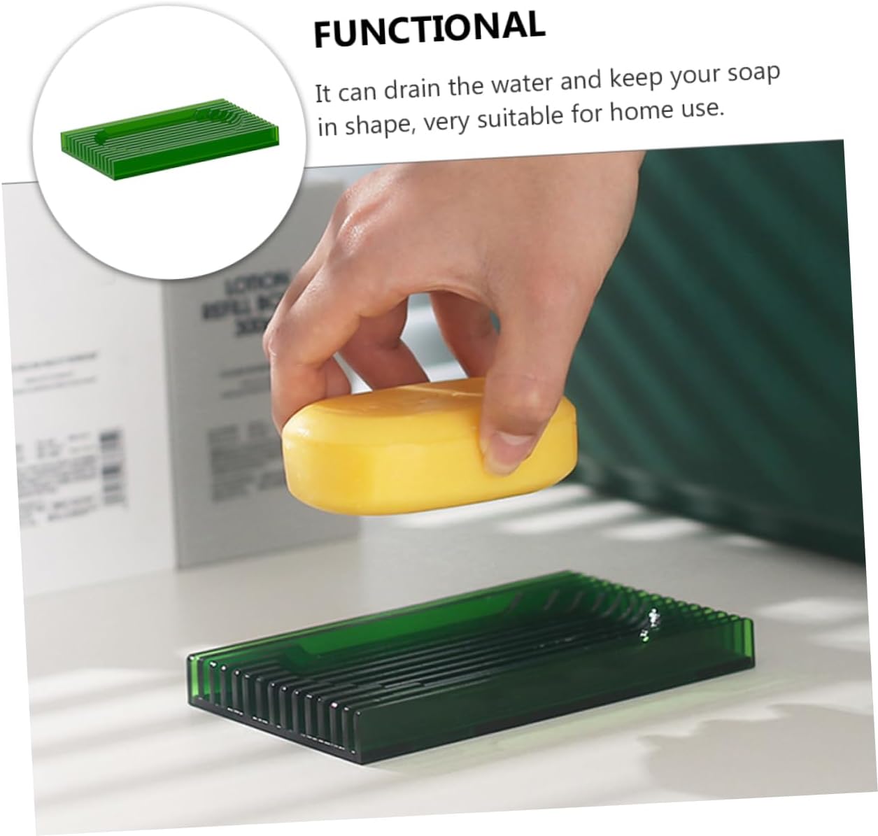 PRETYZOOM Clear Acrylic Soap Dish with Drainage for Bathroom
