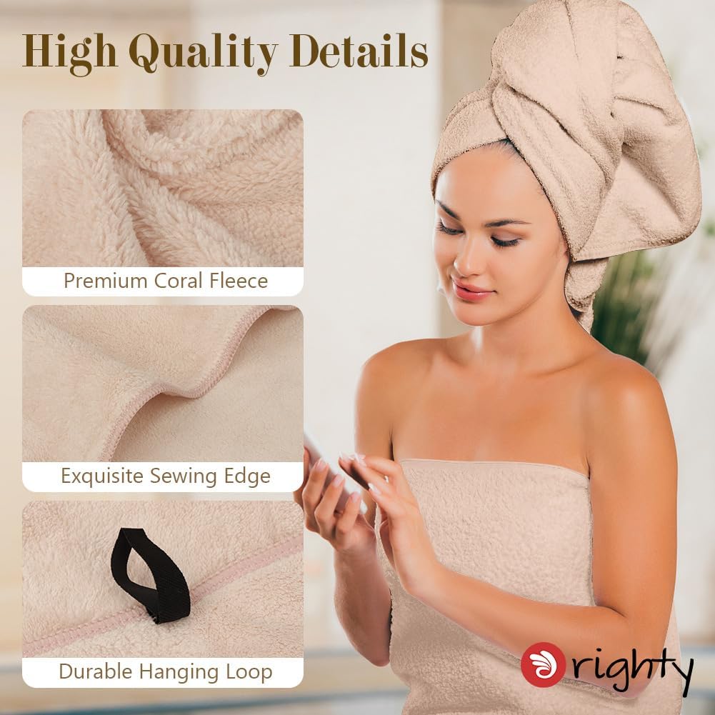 Orighty Microfiber Bath Towel Set - 4 Pack Soft Absorbent Quick Drying Brown