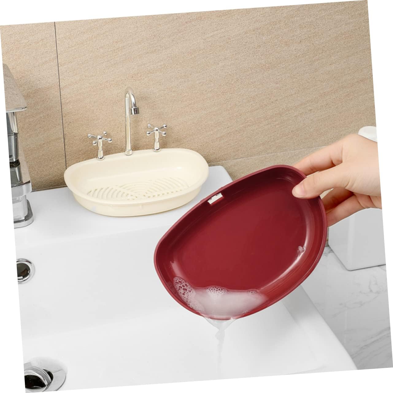 Ergonomic Soap Holder with Suction Cup for Shower and Kitchen