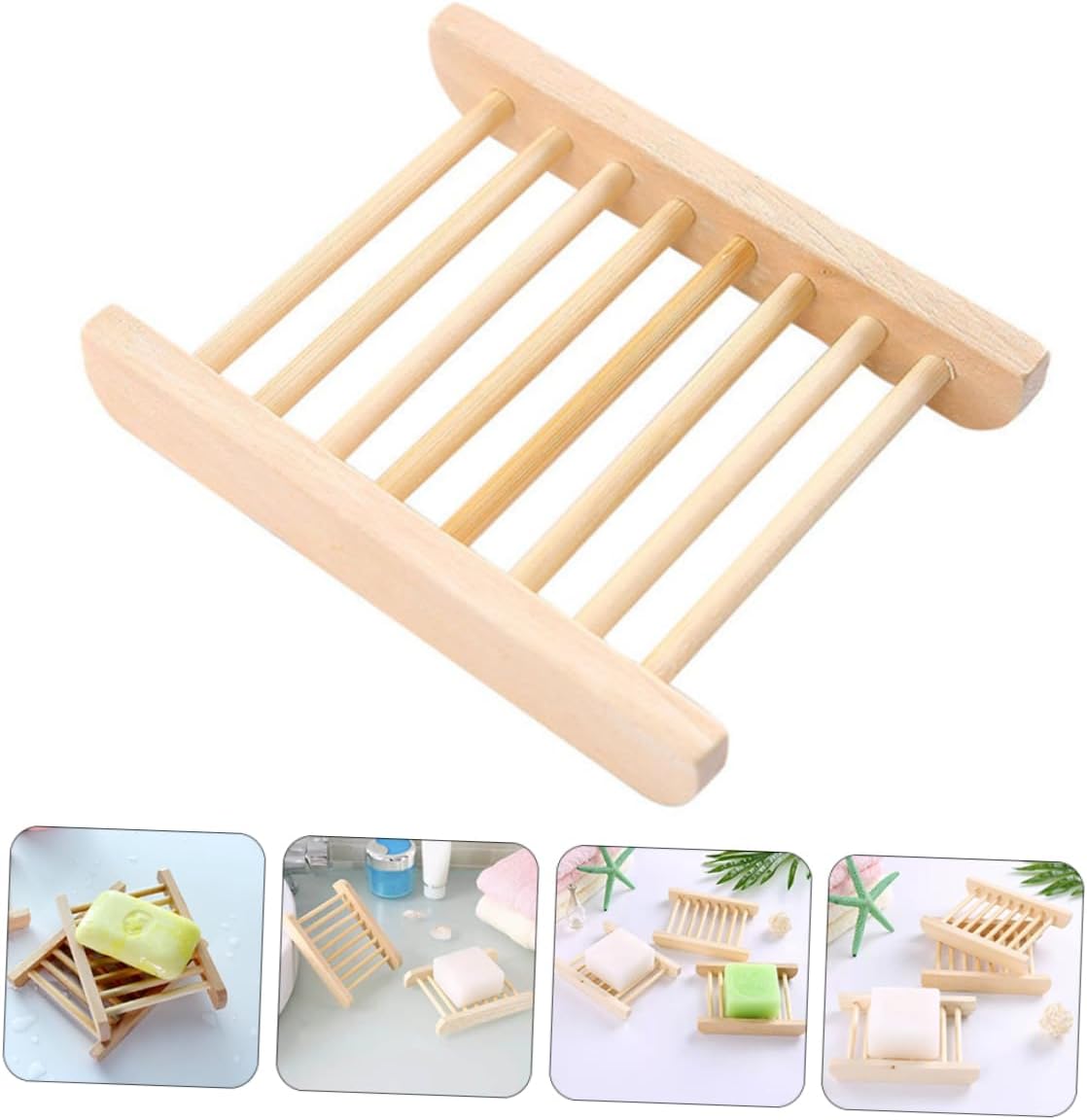 6Pcs Wooden Soap Holder Tray for Kitchen and Bathroom