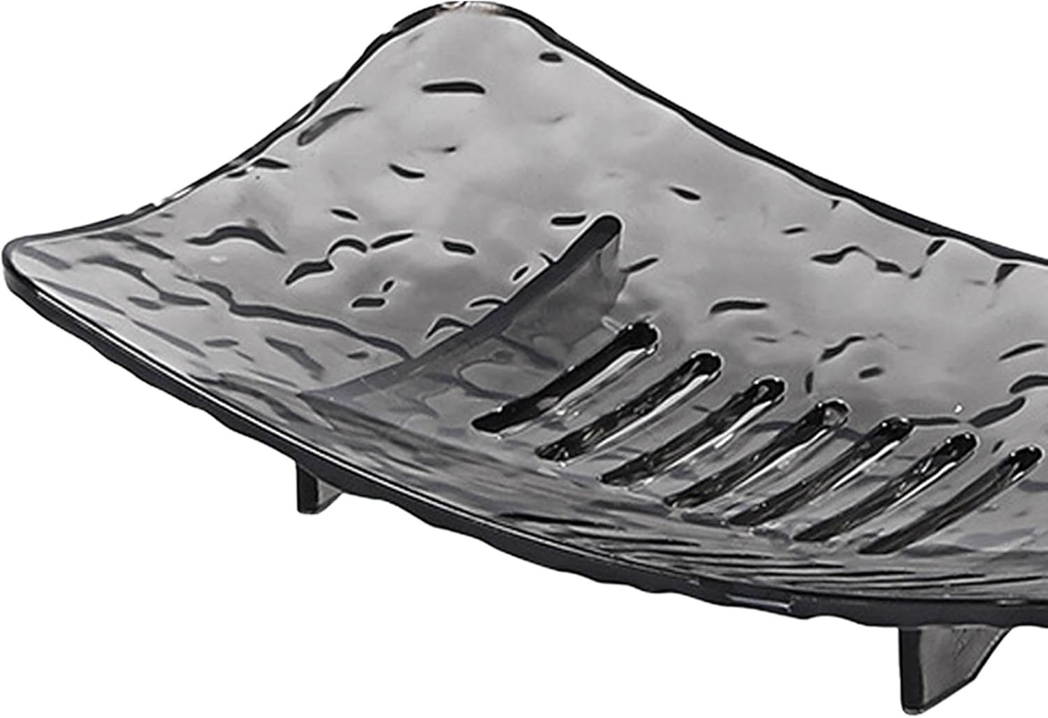 Rectangular Gray Soap Dish with Drain Holes and Holes for Water Drainage