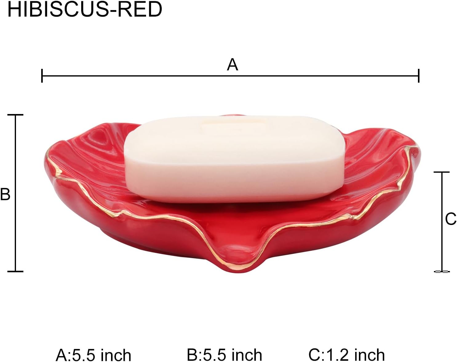Polyroyal Ceramic Self Draining Soap Dish with Hibiscus Design