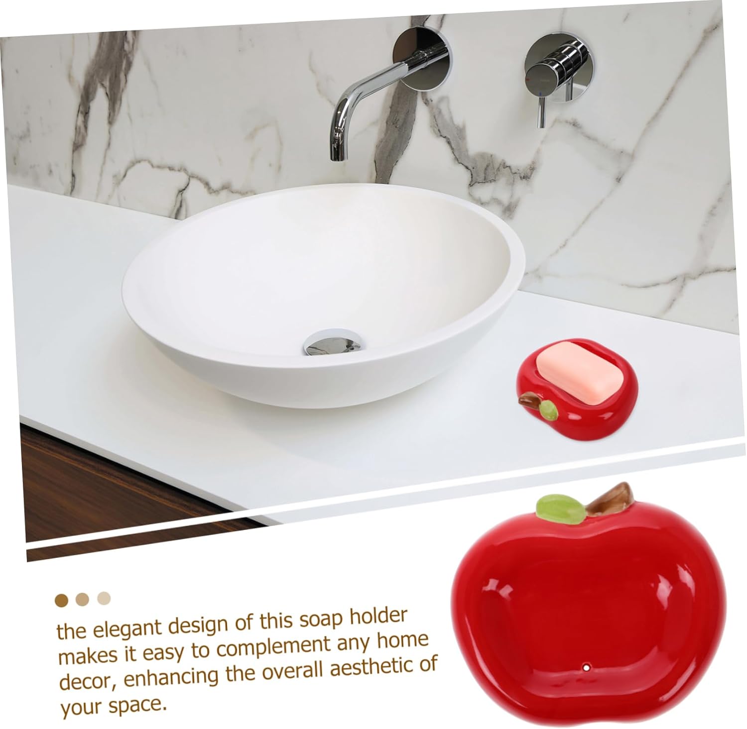 ABOOFAN Apple Ceramic Soap Dish with Drainage 1