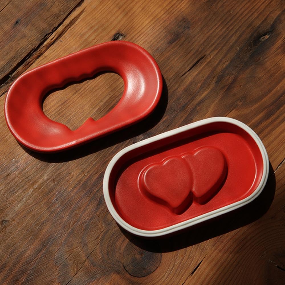 Sizikato Red Heart Embossed Porcelain Soap Dish