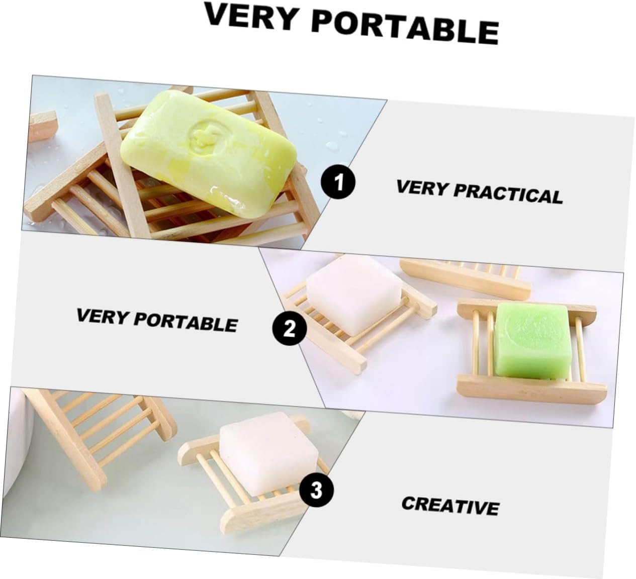 6Pcs Wooden Soap Holder Tray for Kitchen and Bathroom