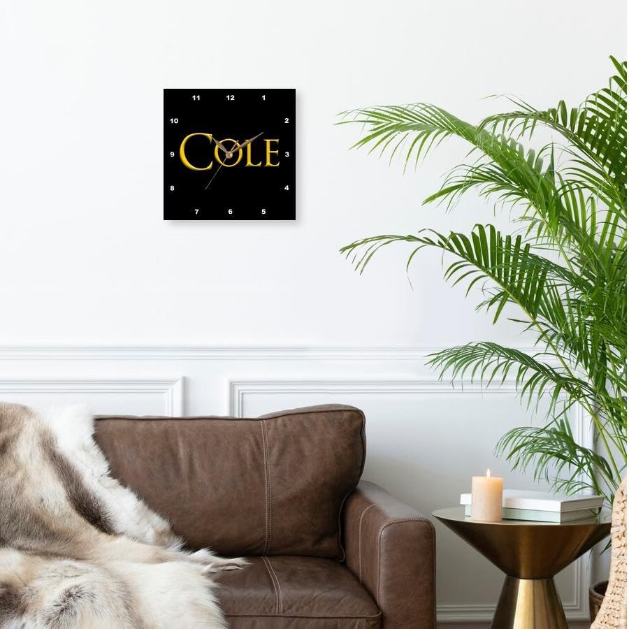 3dRose Wall Clock Silent - 15 Inch - Cole Classic Baby Name