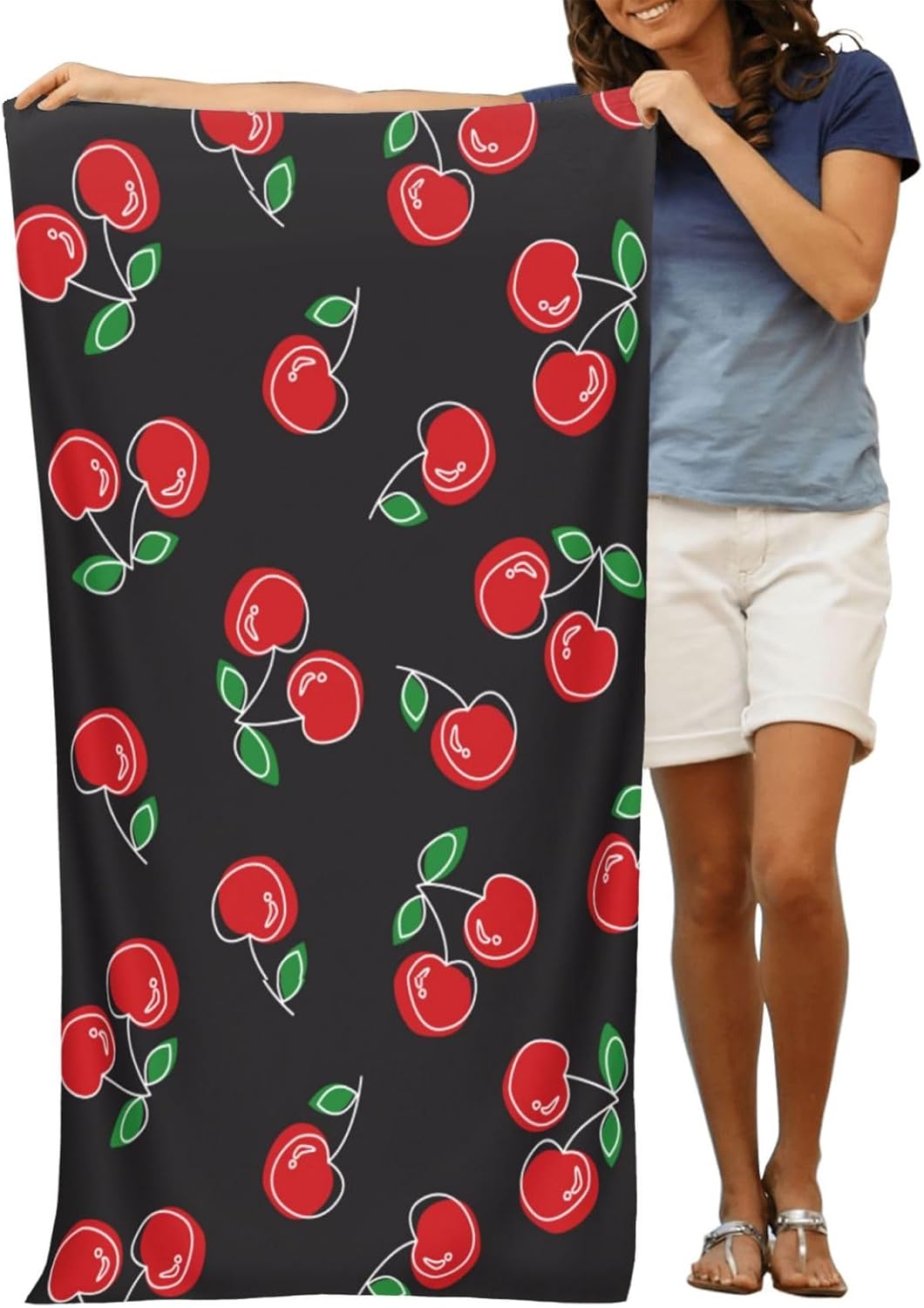 VOOHDDY Red Cherry Microfiber Beach Towel
