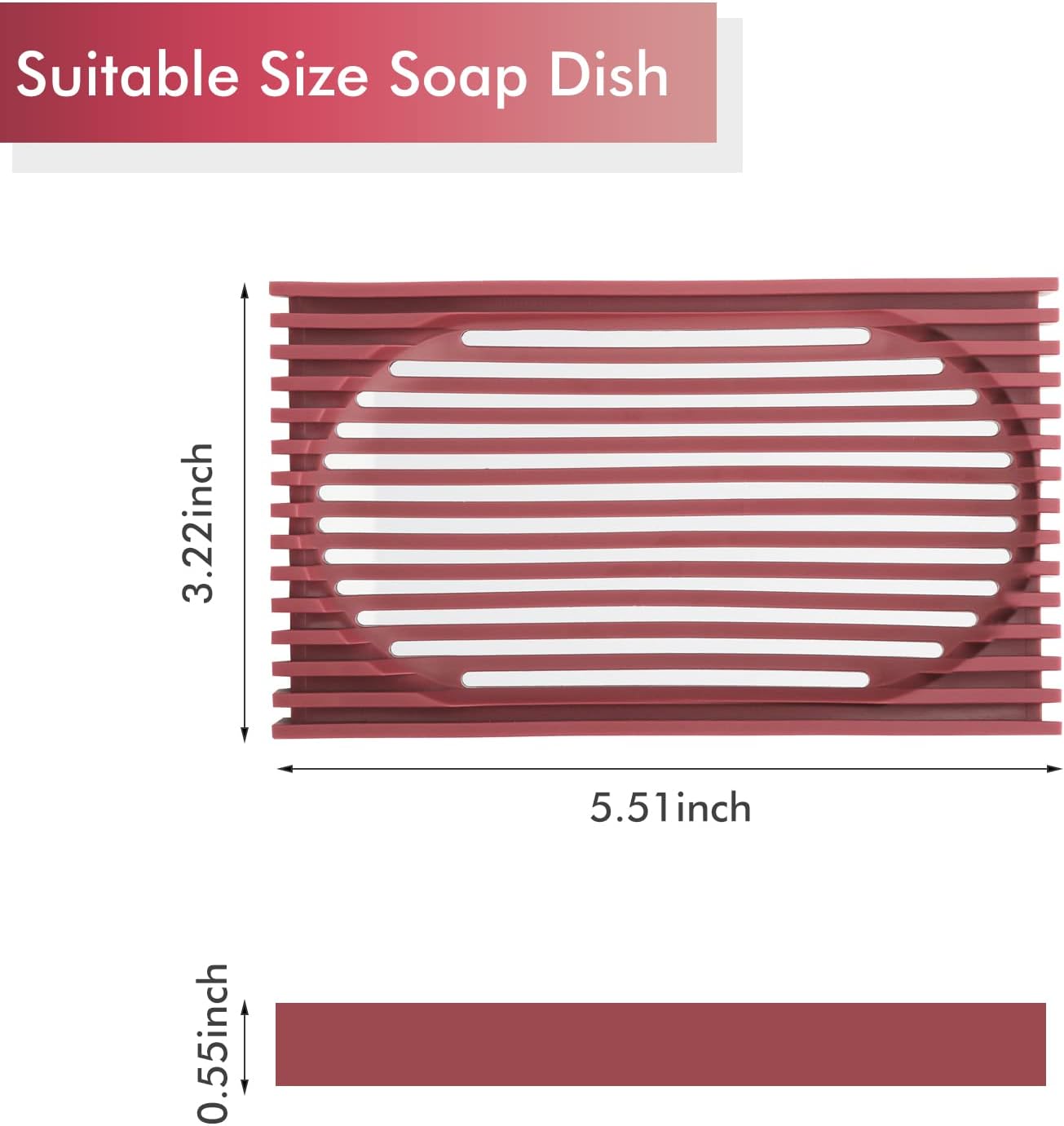 Cielobra 2PCS Red Silicone Soap Dish with Drain