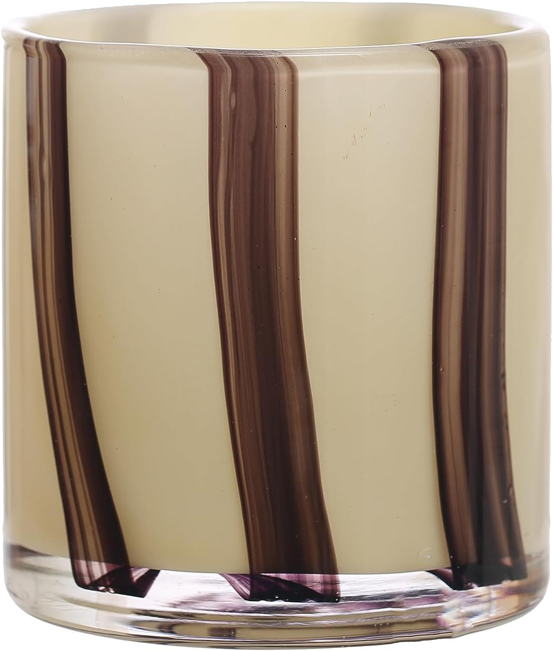 Bloomingville Purple Striped Glass Candle Holder