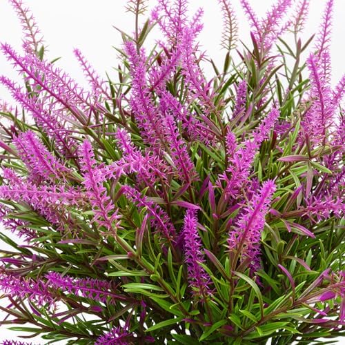 12 Bundles Artificial Lavender Plants UV Resistant Fake Bushes