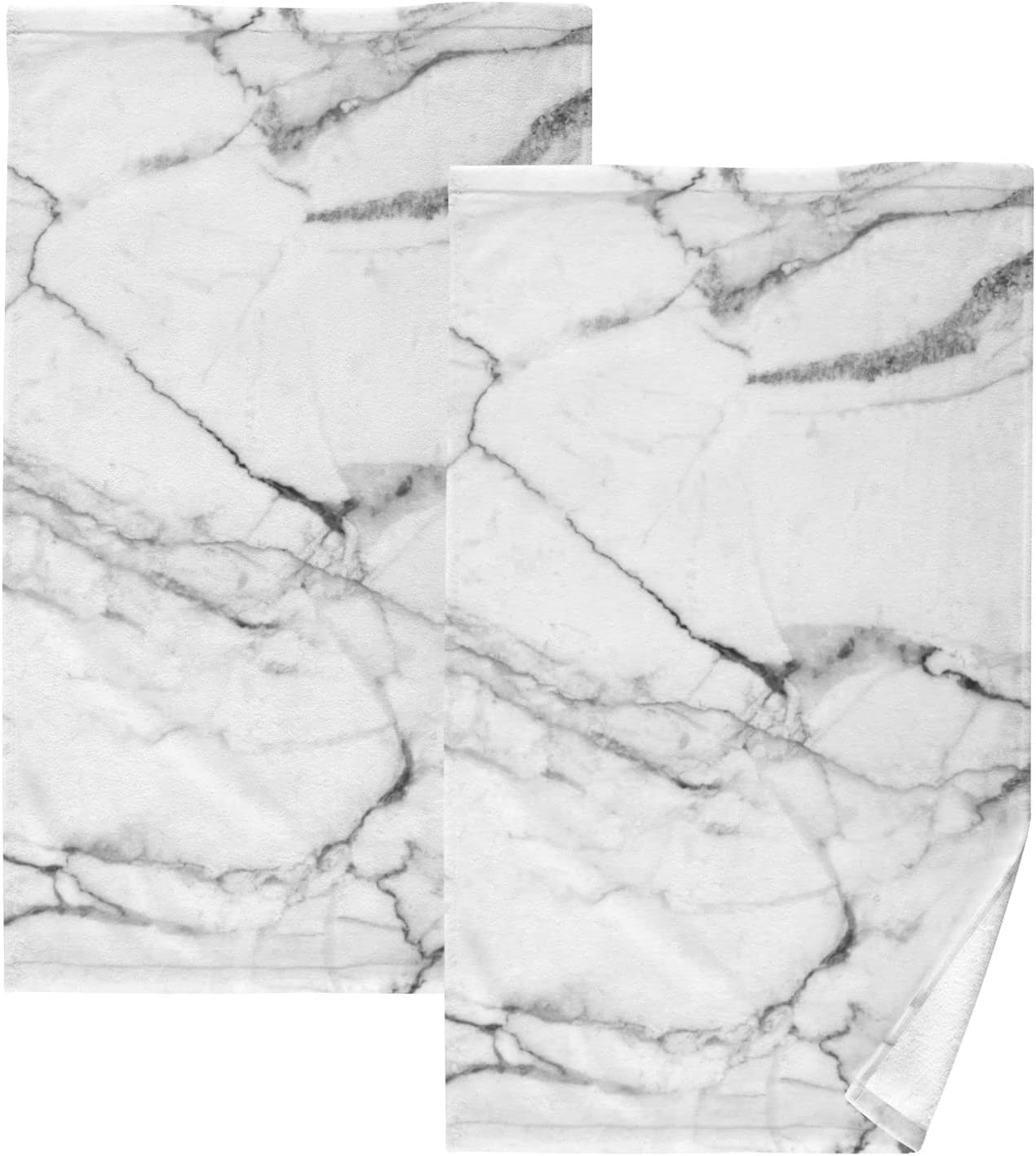 ALAZA White Marble Texture Bath Towel Set of 2