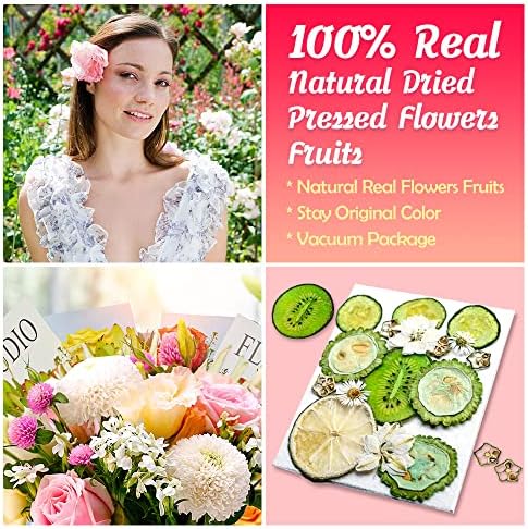 Blaflo Dried Flowers Fruits 60 Pieces Set for Resin Crafts