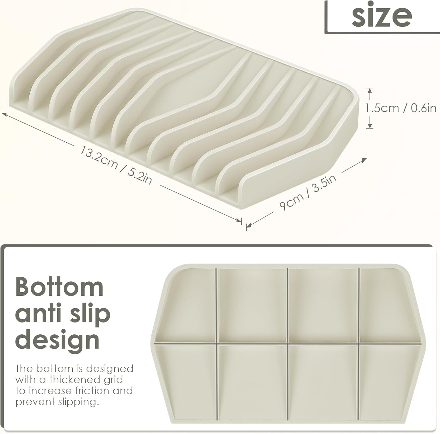 SAISN Silicone Soap Dish for Shower Beige