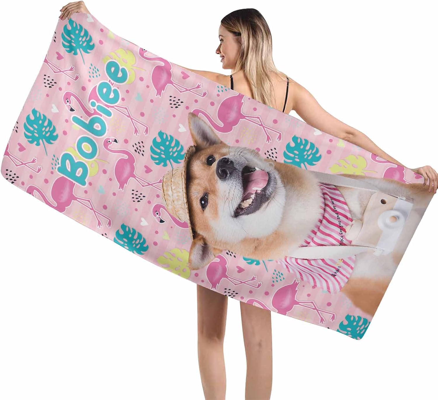 Personalized Dog Beach Towel - Custom Dog Face Pool Towel for Pet Lovers