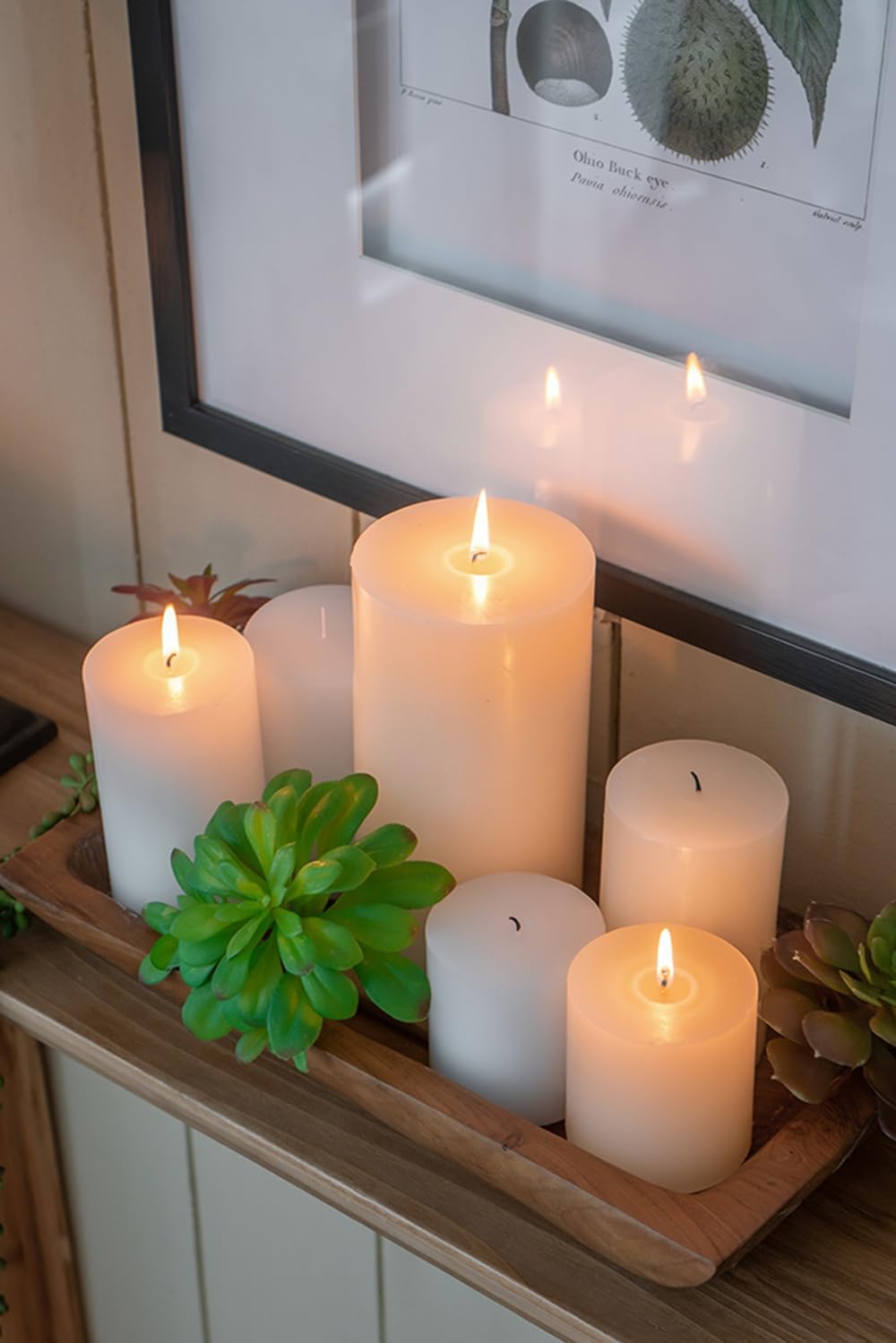 Set of 2 Unscented Soy Wax Pillar Candles - 4x6 Inches Ivory
