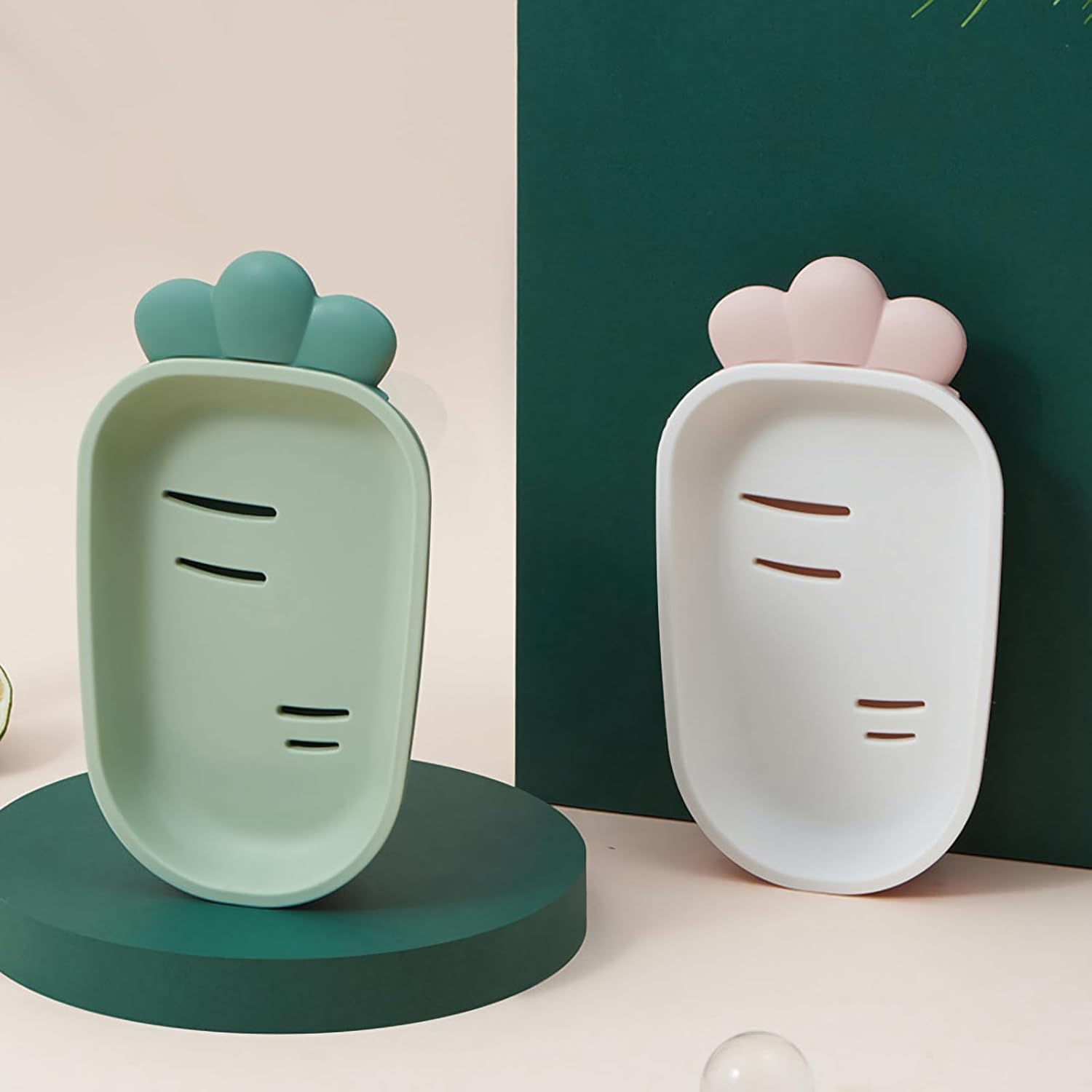 Radish Soap Dish with Double-Layer Drain Red
