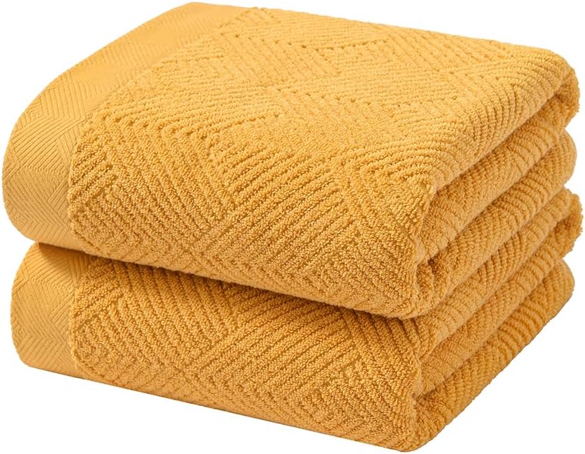 Sense Gnosis Yellow Striped Bath Towels Set of 2