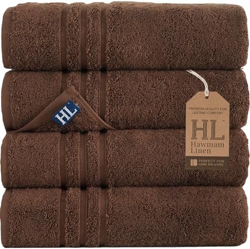Hawmam Linen Brown Bath Towel Set 4 Pack