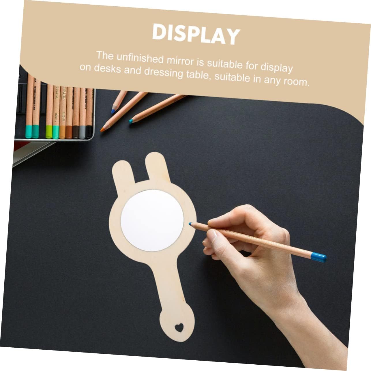 Angoily 12pcs Mini Wooden Mirror Set DIY Handmade