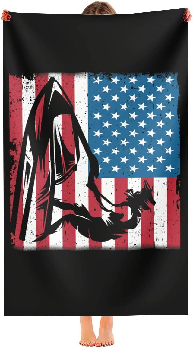 Jet Ski American Flag Microfiber Beach Towel - Extra Large Quick Dry Sand Free