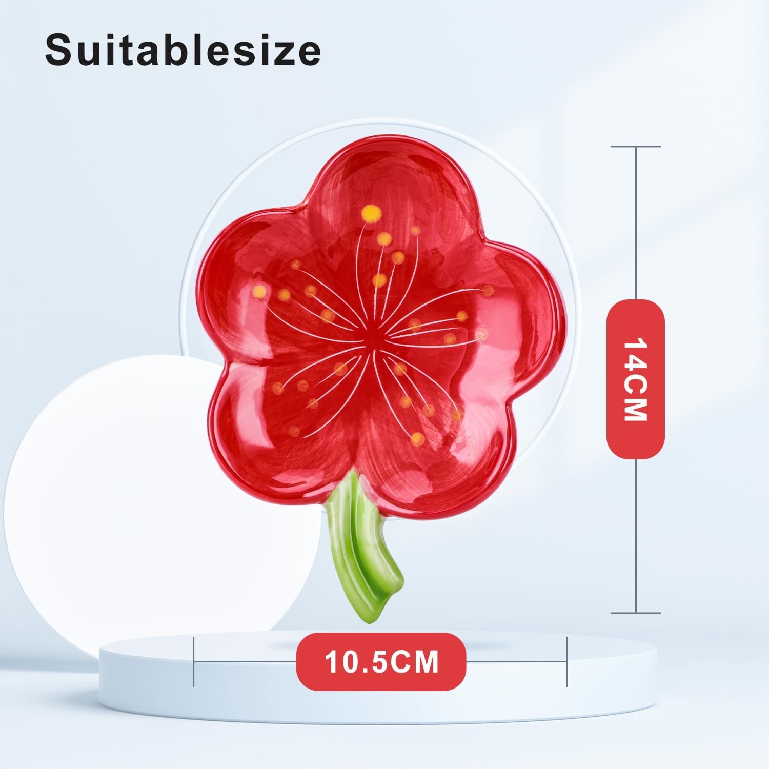 HuaLiSiJi Ceramic Flower Soap Holder - Self Draining Red