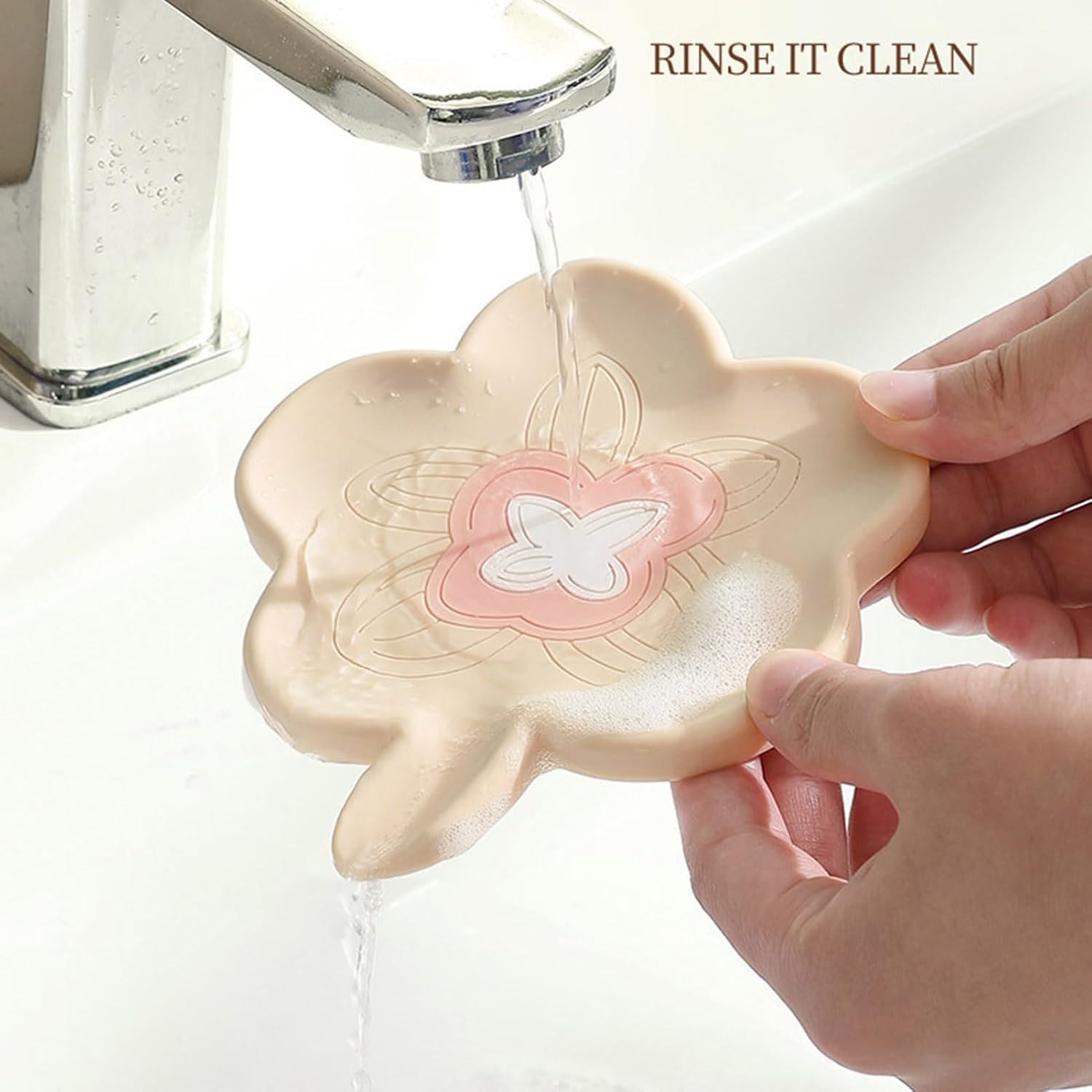 Curfair Soap Dish with Flower Shape Non-Slip Drainage Tray
