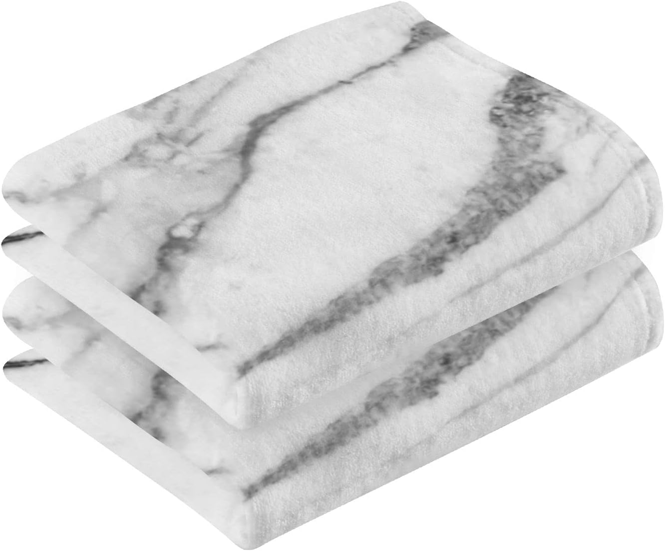 ALAZA White Marble Texture Bath Towel Set of 2