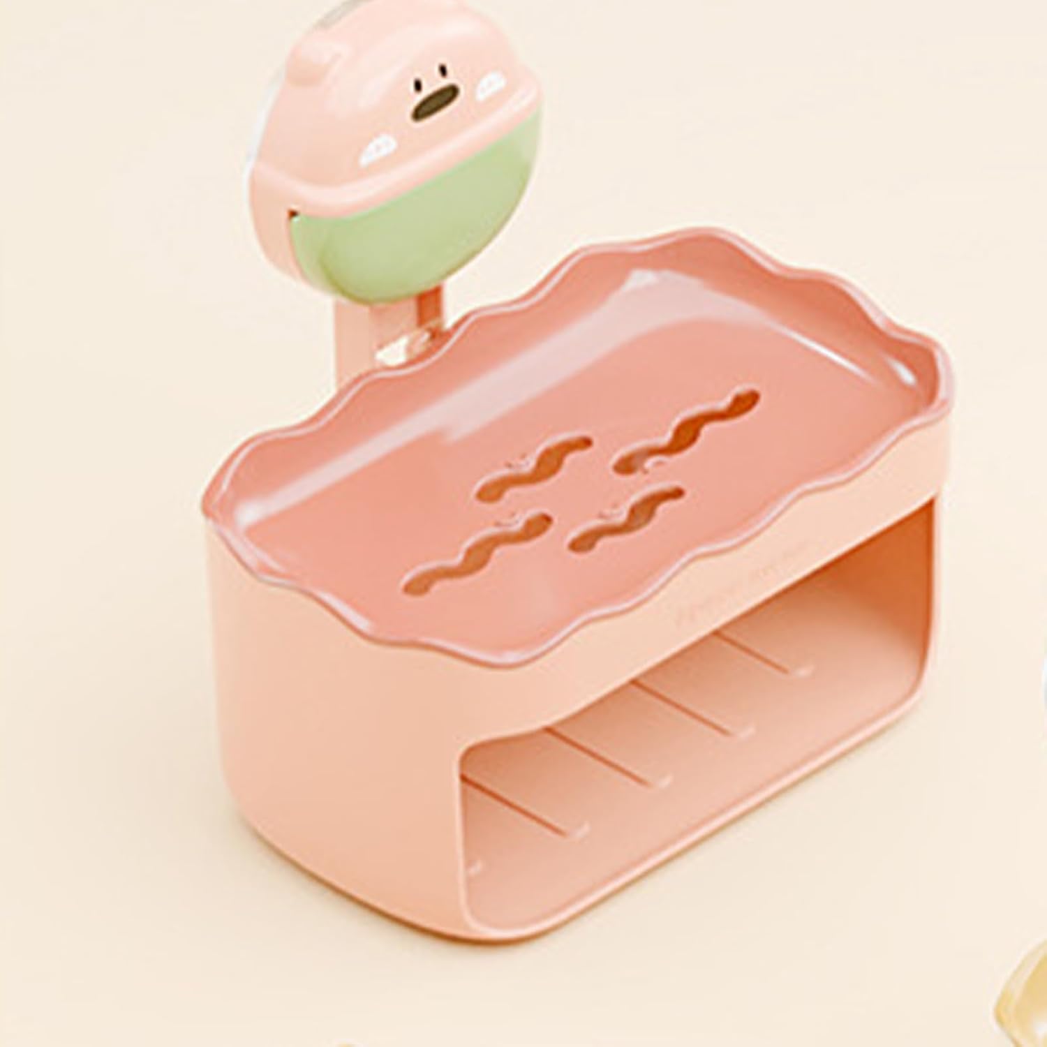 Double Layer Suction Cup Soap Dish - Light Red