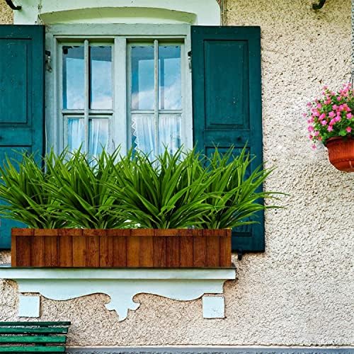 Duciotey Artificial Grass Plants 6Pcs UV Resistant Outdoor Decor