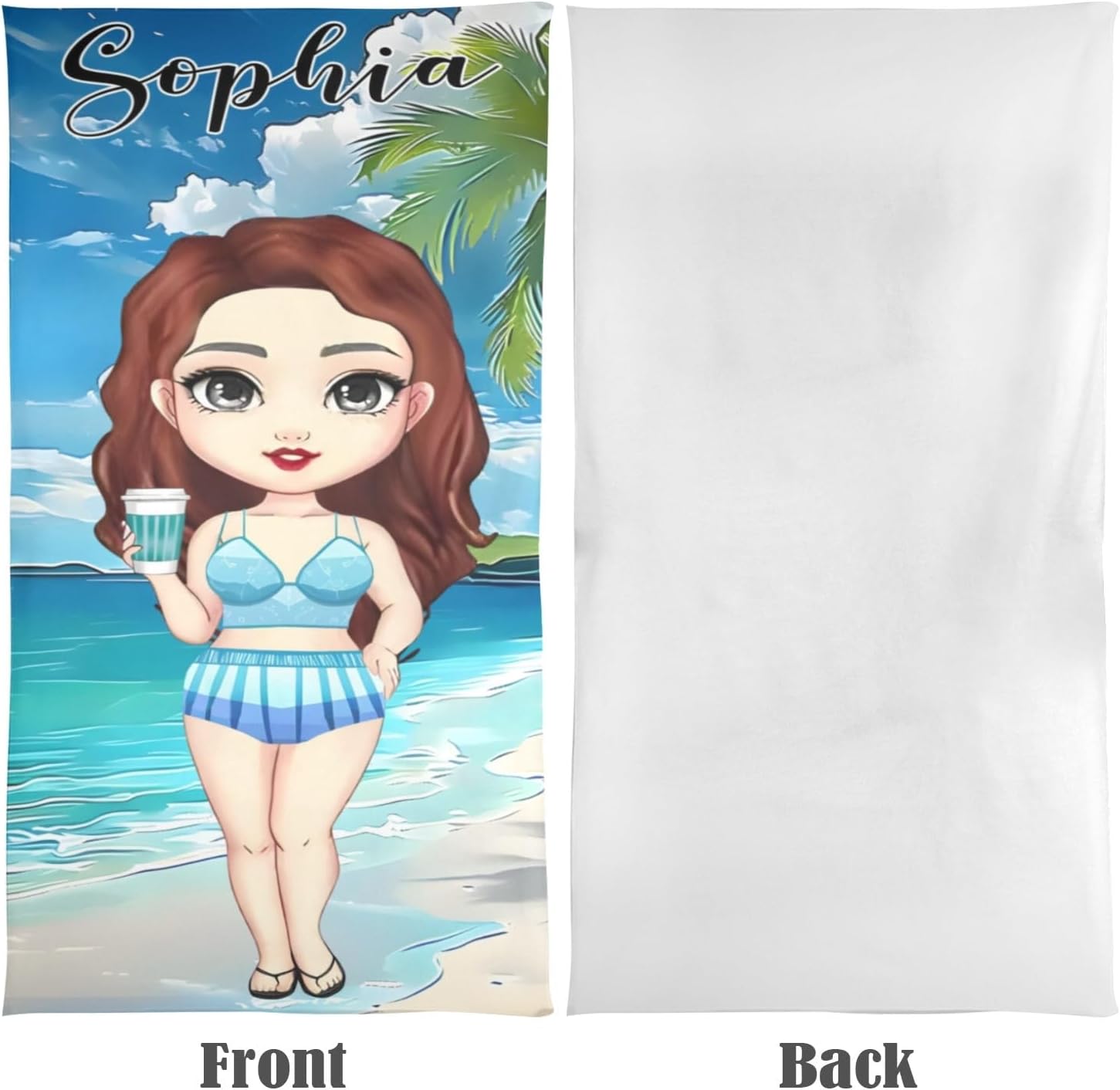 Customized Beach Towel with Photos and Text for Kids Adults