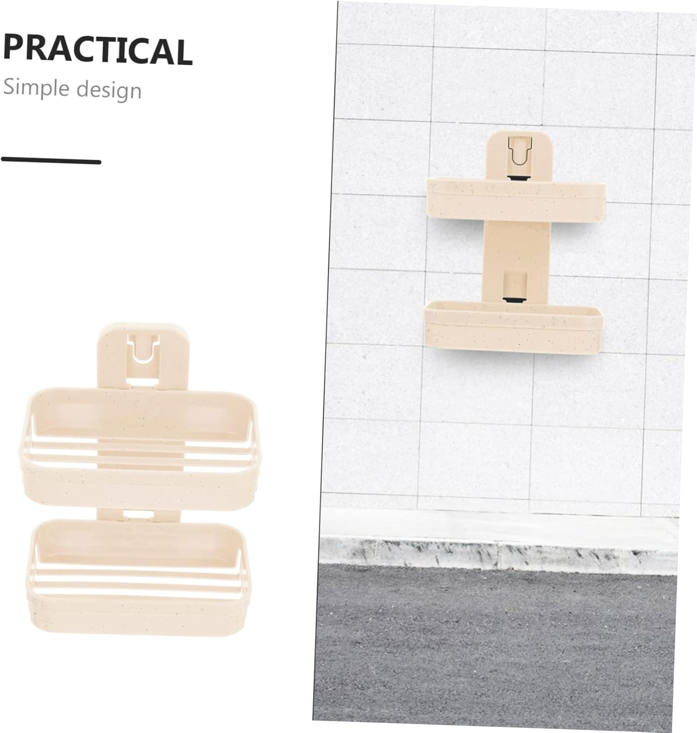 COOLHIYA 2-Tier Adhesive Wall-Mounted Soap Holder