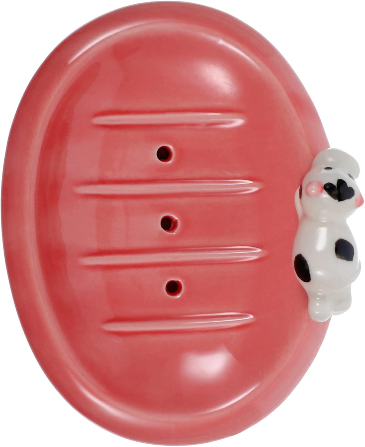 Unomor Cute Cow Ceramic Soap Dish Holder for Bathroom Kitchen