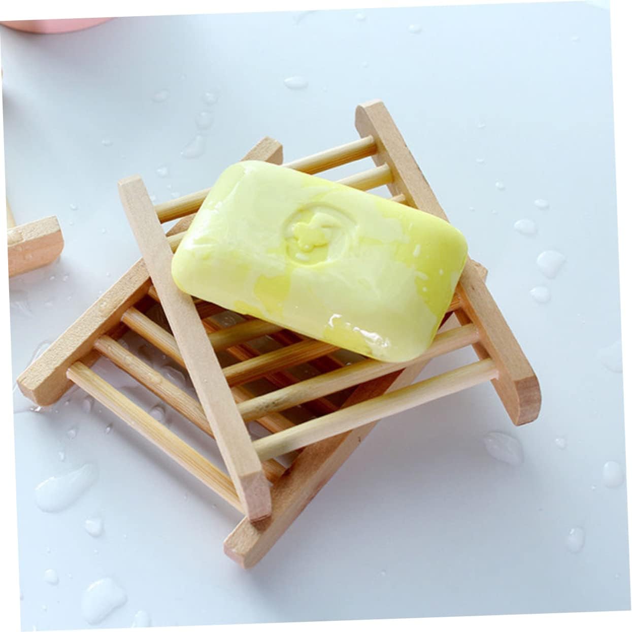 Alipis 6Pcs Wooden Soap Dish Tray Holder for Bathroom Kitchen