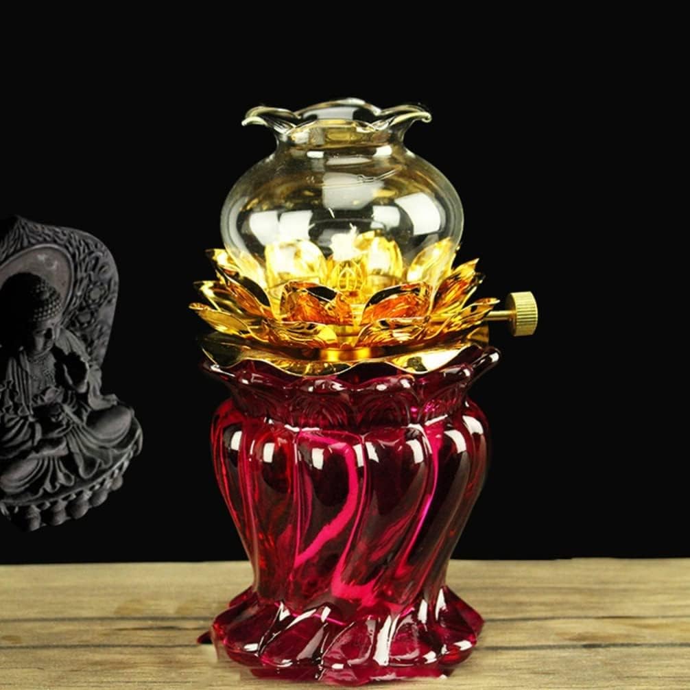 Crystal Glass Lotus Oil Lamp for Buddhist Altar 1