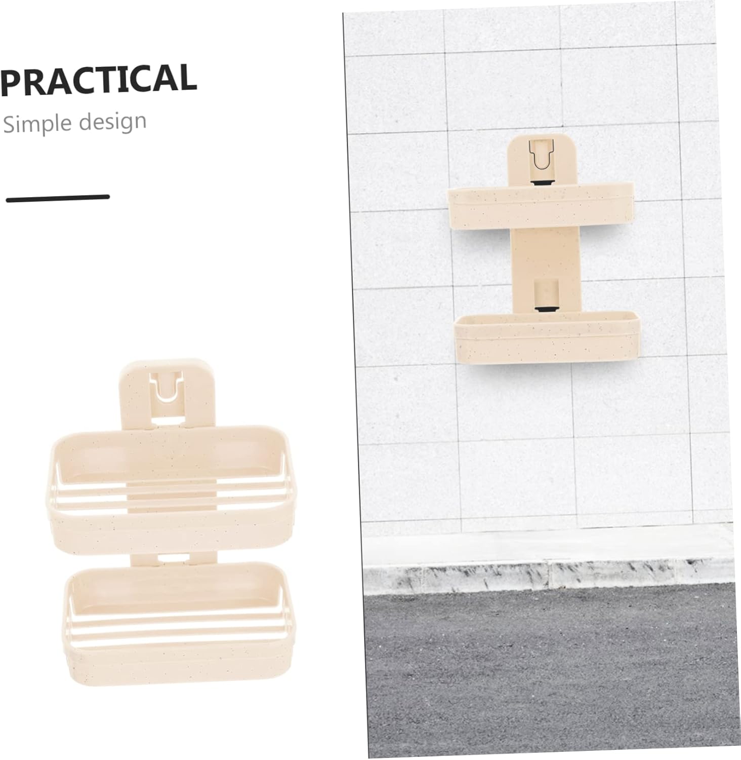 WOONEKY Wall Adhesive Double Layer Soap Holder