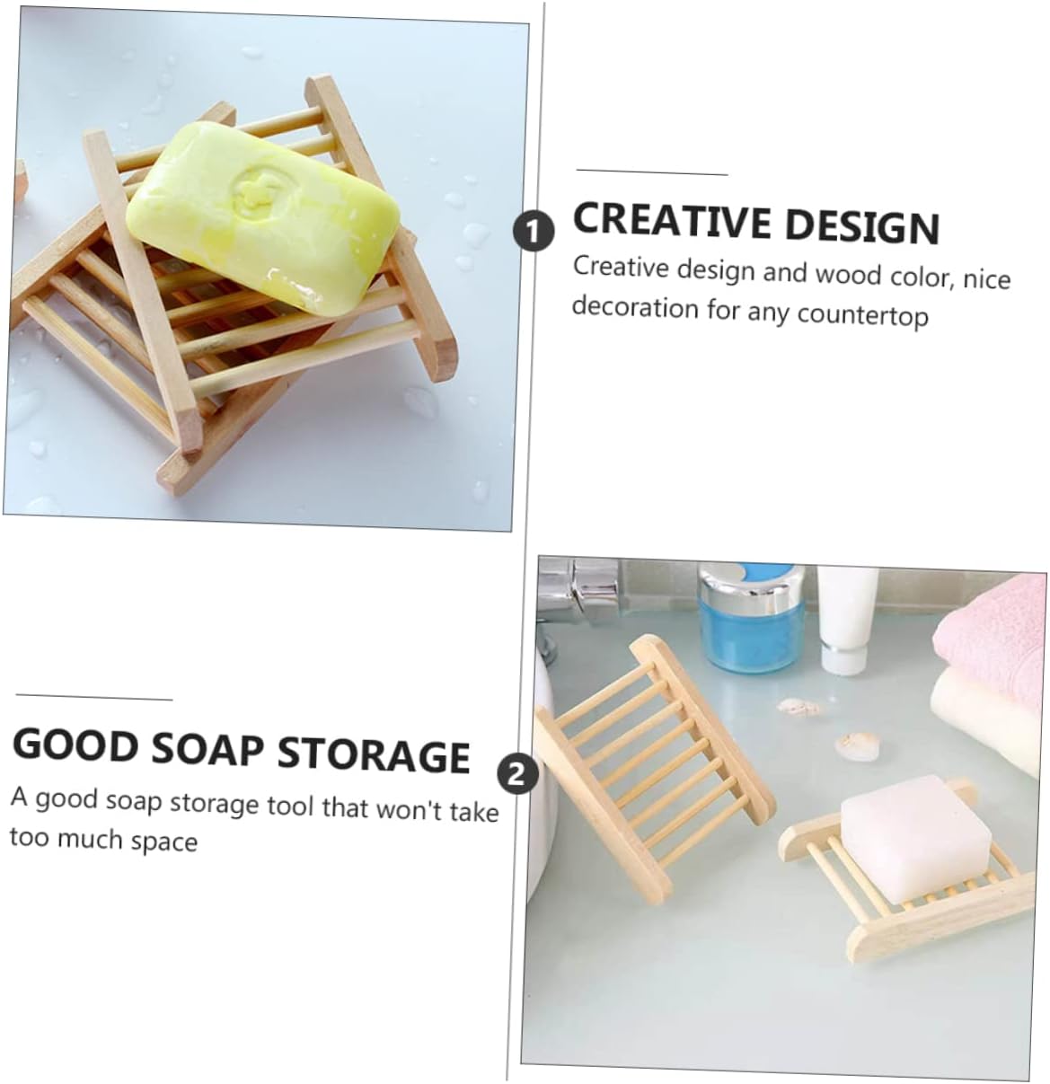 PRETYZOOM Natural Wood Soap Dish for Bathroom Kitchen 1