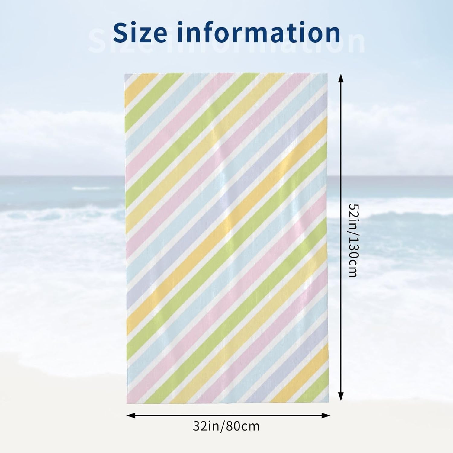 VOOHDDY Rainbow Stripe Beach Towel - Quick Dry Microfiber