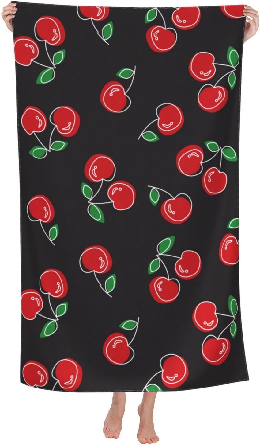 VOOHDDY Red Cherry Microfiber Beach Towel