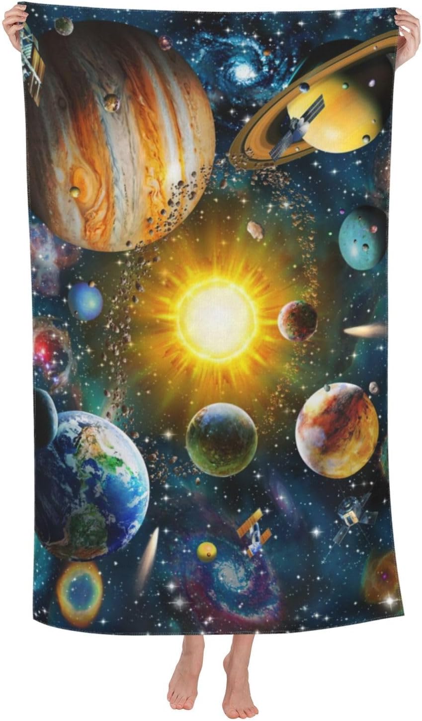 Solar System Microfiber Beach Towel Blanket - Sand Proof Quick Dry 32X55