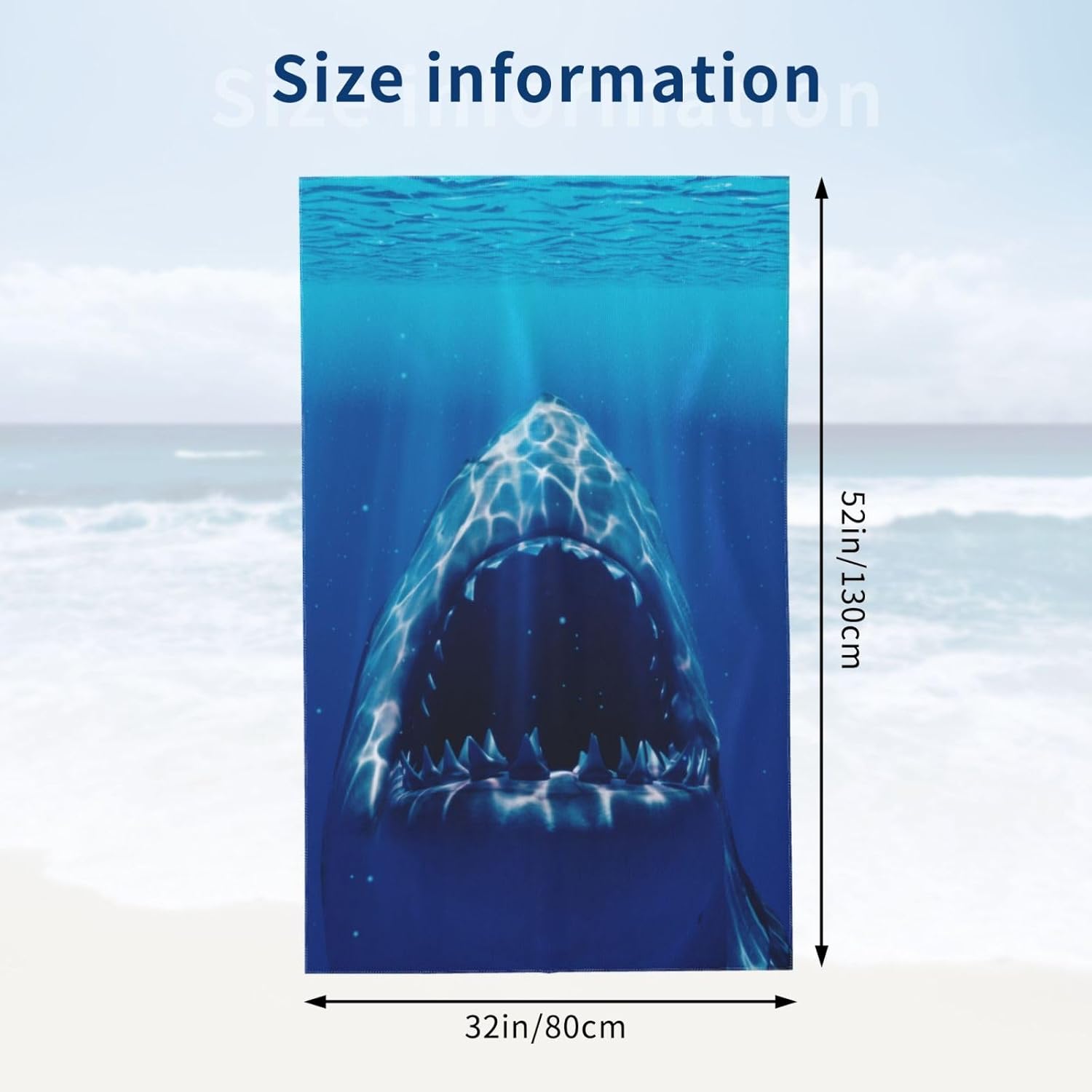 Ti Caldi Horror Shark Beach Towel Quick Dry Microfiber