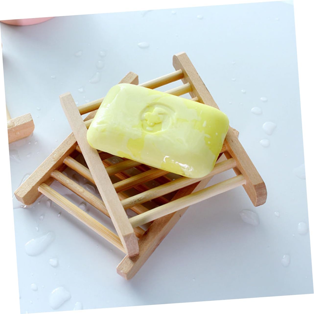 PERSELOSO 6Pcs Wooden Soap Holder Draining Tray