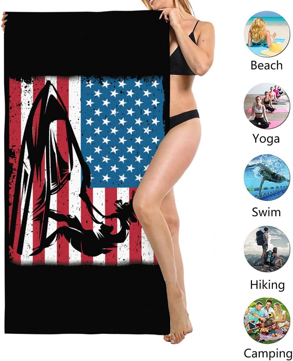 Jet Ski American Flag Microfiber Beach Towel - Extra Large Quick Dry Sand Free