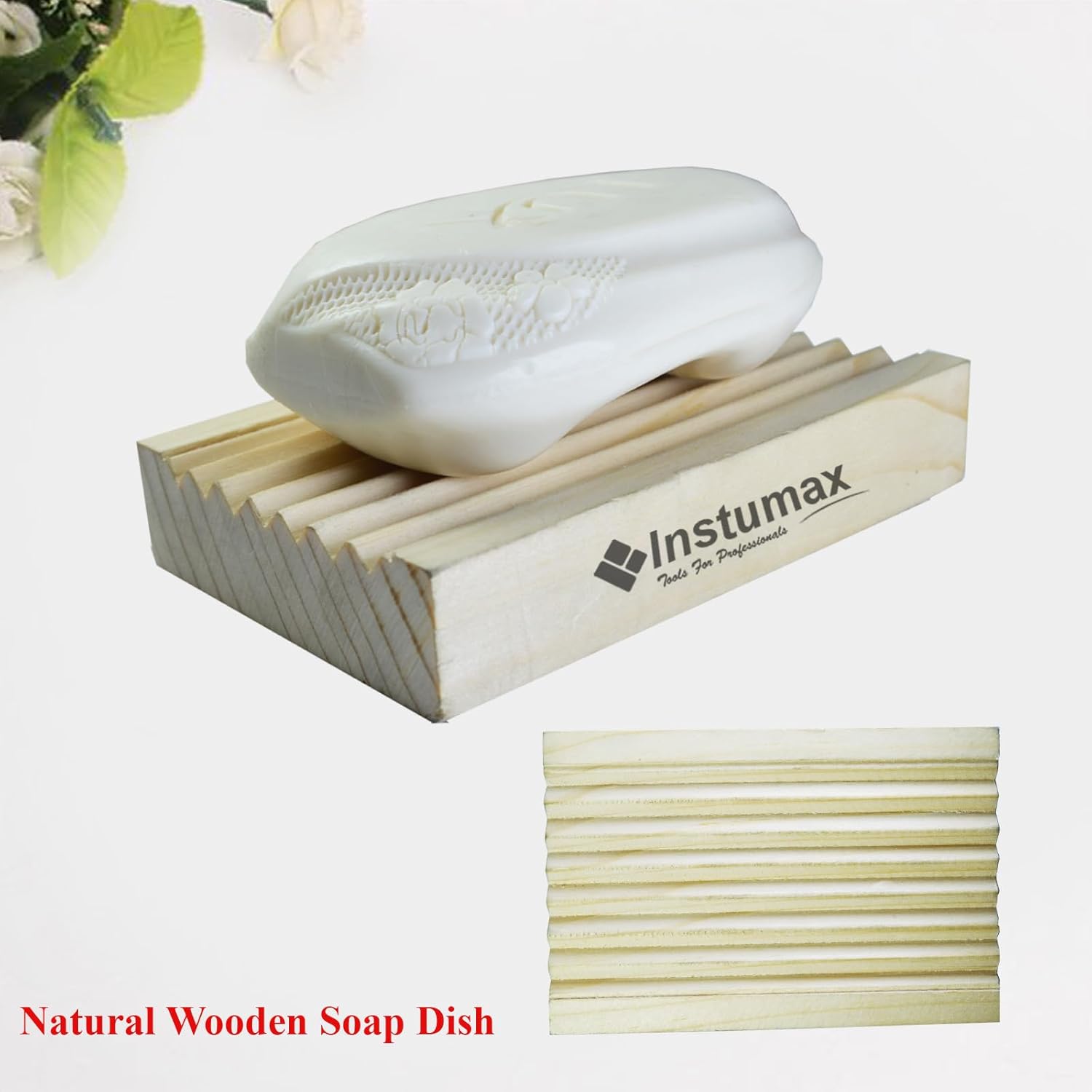 INSTUMAX Simple Soap Dish Wood Natural Pine Minimalist