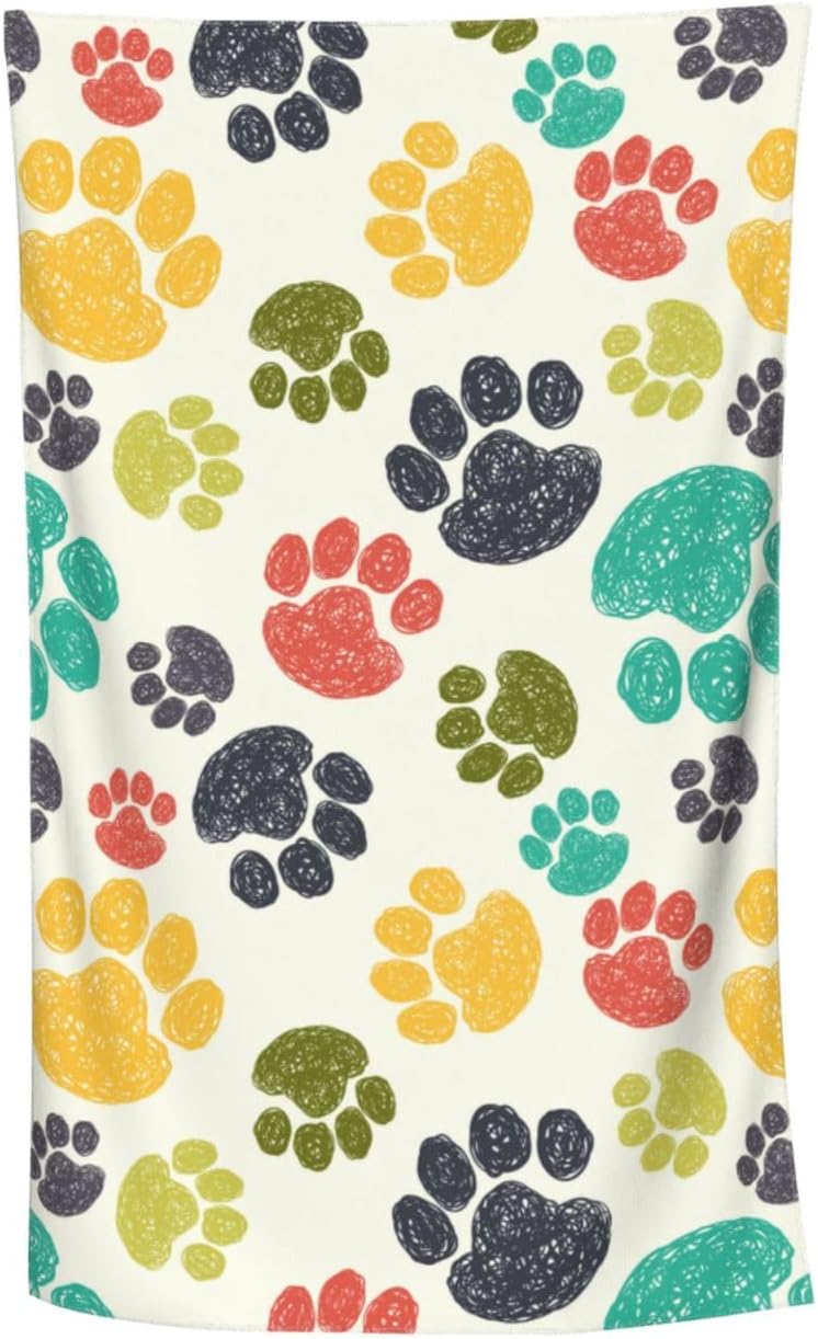 VOOHDDY Colorful Paw Beach Towel 52x32 Inches Microfiber