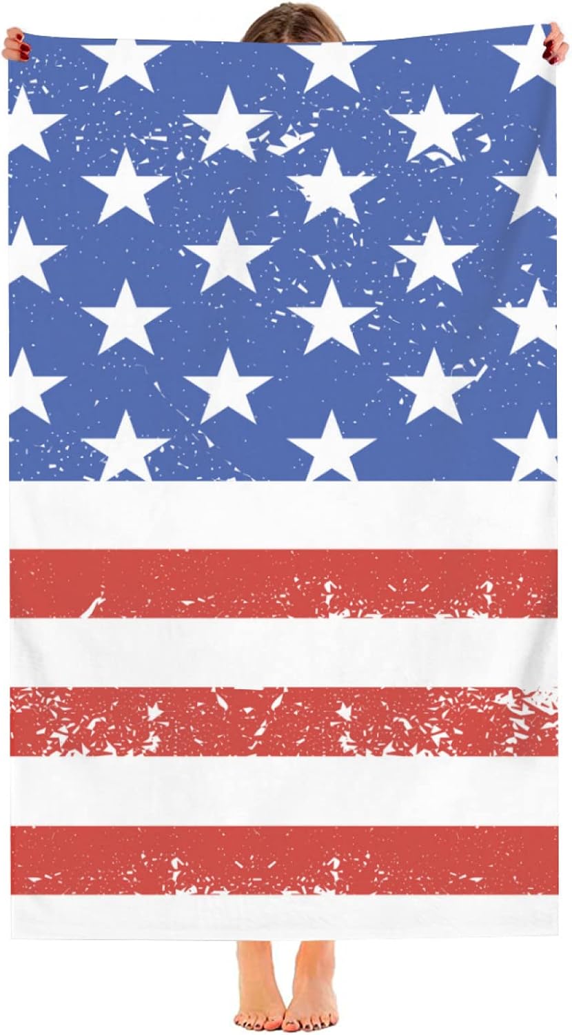 SUNUAN American Flag Beach Towel 52x33