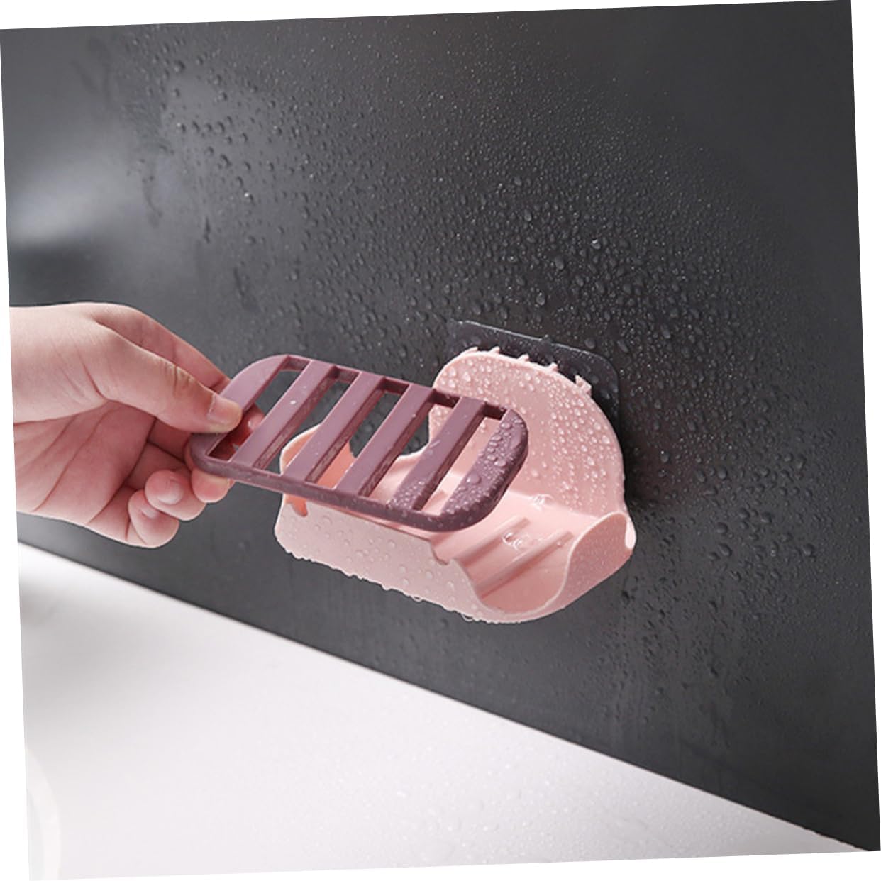 2pcs Double Layer Adhesive Soap Holder for Bathroom