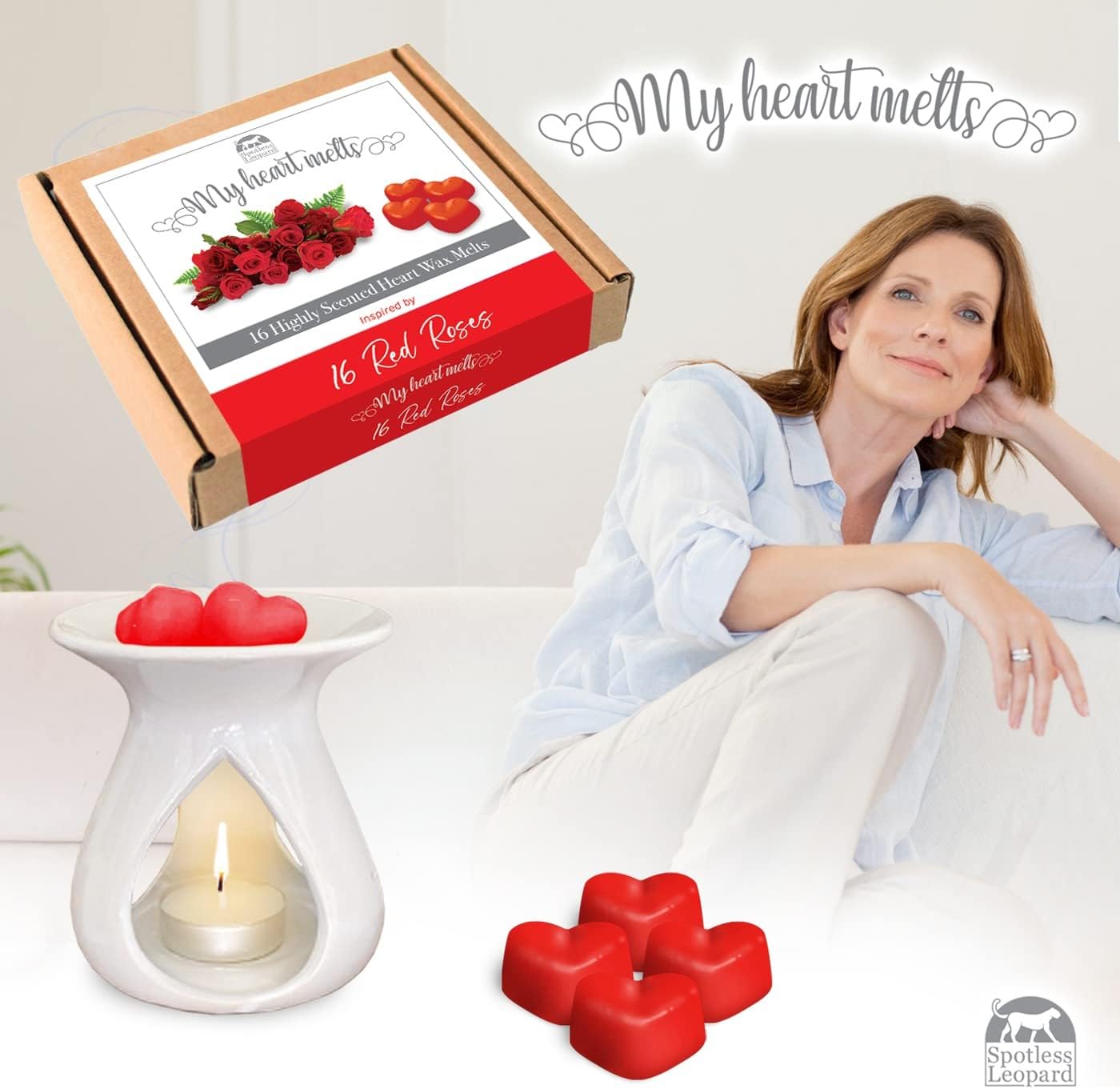 16 Red Roses Wax Melts - Heart Shaped Valentine Gifts